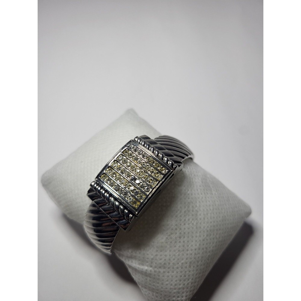 Marco Max Watch Silver Tone Rhinestones Cuff Bracelet Locket New Battery